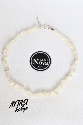 گردنبند جواهر سفید زنانه سنگ CessNova - کد 901463704