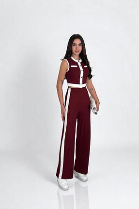 ست بالاتنه و پائین تنه زرشکی زنانه بافتنی Cistern İstanbul - کد 932487785