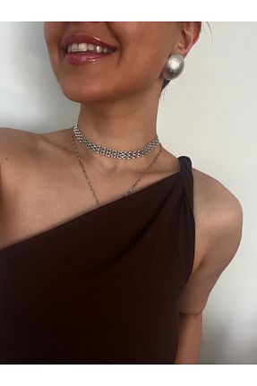 گردنبند جواهر طوسی زنانه روکش طلا Hoop jewelery - کد 874822170
