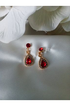 گوشواره جواهر قرمز شیشه Pervin Ablacım - کد 867560060
