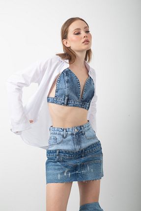 دامن آبی زنانه جین top girl - کد 932528578