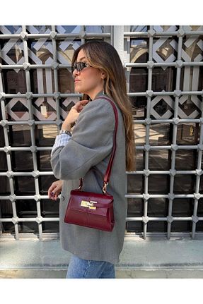 کیف دوشی زرشکی زنانه چرم مصنوعی Tina İstanbul - کد 932537526