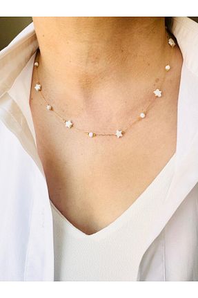 گردنبند استیل ( فولاد ) سفید زنانه استیل ضد زنگ DEVİ fashion - کد 932554856