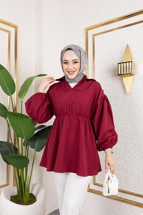 پیراهن حجاب زرشکی زنانه Relaxed Eliva - کد 917432347