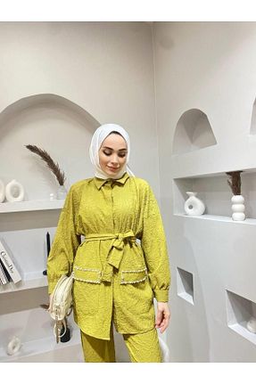 ست بالاتنه و پائین تنه سبز زنانه بافتنی comstar - کد 728815808