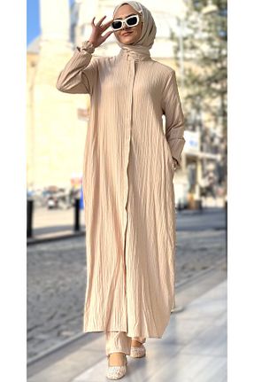 ست بالاتنه و پائین تنه حجاب بژ زنانه رگولار ESRANUR - کد 932595771