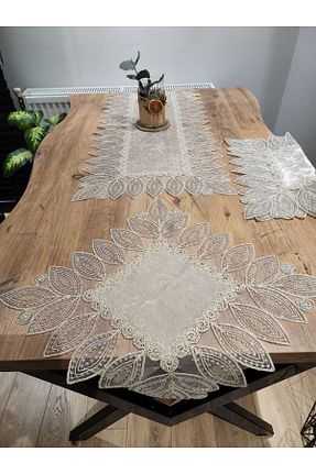 رومیزی بژ گیپور دار YALINSHOME - کد 933209650