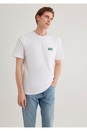 تیشرت سفید مردانه یقه دوچرخه Mavi - کد 776490833