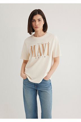 تیشرت بژ زنانه یقه دوچرخه Mavi - کد 742558940
