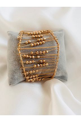 دستبند جواهر متالیک زنانه برنجی COCOSH TAKI - کد 933216350