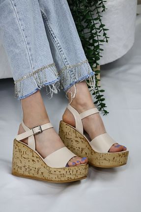 کفش پاشنه بلند پر بژ زنانه پاشنه بلند (10 سانتی متر و بالاتر) asmi shoes - کد 933238212