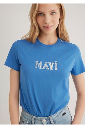 تیشرت آبی زنانه یقه دوچرخه Mavi - کد 906389688