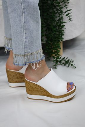 دمپائی سفید زنانه چرم مصنوعی asmi shoes - کد 932667861