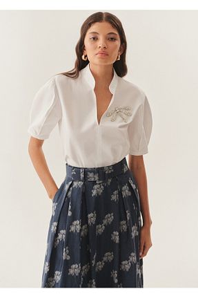 بلوز سفید زنانه ساده Exquise - کد 925708812