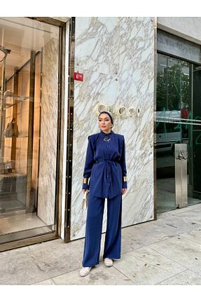ست بالاتنه و پائین تنه حجاب سرمه ای زنانه گشاد Butik - کد 932707180