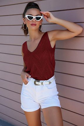 بلوز زرشکی زنانه ساده AQE FASHION - کد 932727531