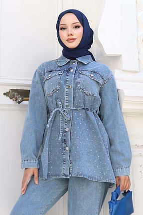 ست بالاتنه و پائین تنه حجاب آبی زنانه رگولار giyze - کد 932733210