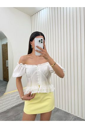 بلوز سفید زنانه ساده Gaus - کد 932734013