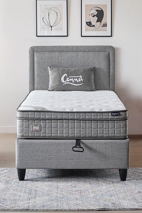تختخواب جک دار طوسی تکنفره CENNET YATAK - کد 888651990