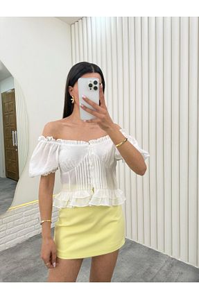 بلوز سفید زنانه ساده Gaus - کد 932734013