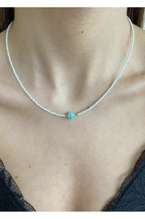 گردنبند جواهر رنگی زنانه برنجی takıtarzım - کد 708906084