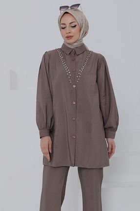 ست بالاتنه و پائین تنه طوسی زنانه بافتنی TOFİSA - کد 933281201