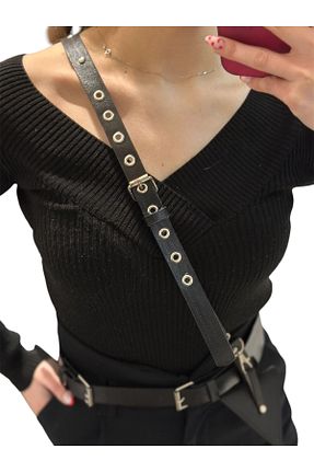 کمربند مشکی زنانه چرم مصنوعی MyladyAccessoriess - کد 932753482