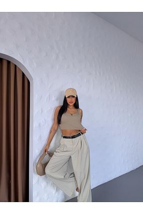 بلوز بژ زنانه ساده kenza