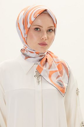 روسری نارنجی پلی استر Setrms - کد 932760615