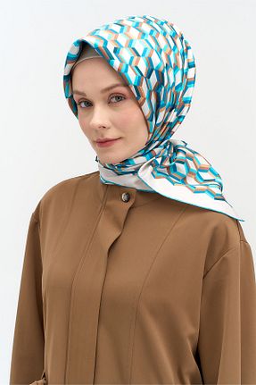 روسری فیروزه ای 90 x 90 Setrms - کد 932760626