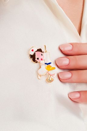 سنجاق سینه سفید زنانه نخ متالیک پلی آمید MRK - کد 932789547