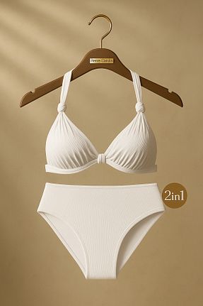 ست بیکینی سفید زنانه بافت Pierre Cardin - کد 932494356