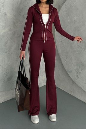 ست بالاتنه و پائین تنه زرشکی زنانه بافت SYMPATHY - کد 932807663