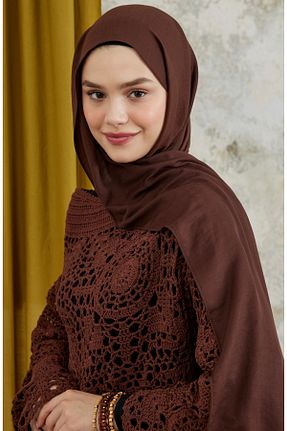 شال قهوه ای زنانه پنبه ای Modakaşmir - کد 932810315