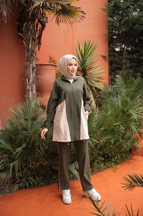 ست بالاتنه و پائین تنه حجاب خاکی زنانه رگولار MİMİ Luxury Wear - کد 893599515