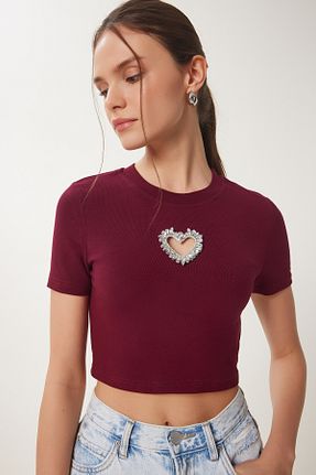 بلوز زرشکی زنانه رگولار Happiness İstanbul - کد 930970488
