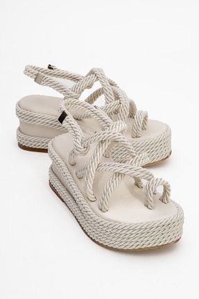 صندل بژ زنانه پاشنه پلتفرم luvishoes - کد 736069633