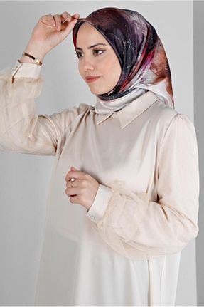 روسری قهوه ای پلی استر Alvina - کد 801114154