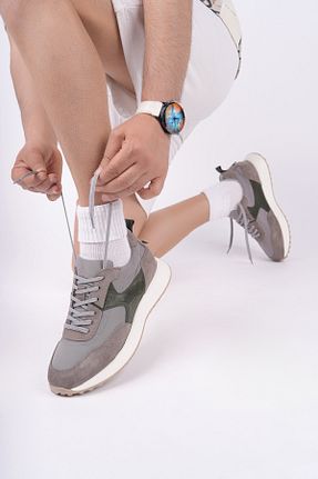 کفش اسنیکر خاکی مردانه چرم اصل Muggo - کد 929911253
