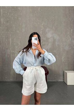 شلوارک و برمودا سفید زنانه پارچه Gaus - کد 931179105