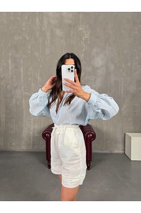 شلوارک و برمودا سفید زنانه پارچه Gaus - کد 931179105