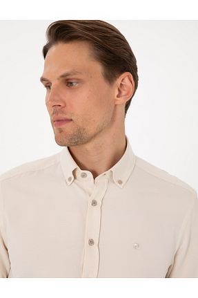 پیراهن بژ مردانه اسلیم فیت Pierre Cardin - کد 931138340