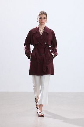 ترنچکت زرشکی زنانه پلی استر BE BLUE - کد 931142758