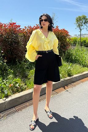 پیراهن زرد زنانه رگولار Seda Yalçın Atelier - کد 931157396