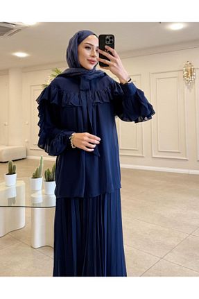 تونیک حجاب سرمه ای زنانه بافت Hare Butik - کد 931212346