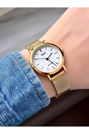 ساعت مچی طلائی زنانه 31-35 میلی متر Q&Q - کد 931186141