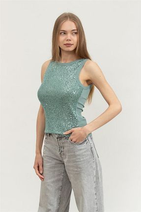 تیشرت سبز زنانه یقه دوچرخه Guess - کد 931181834