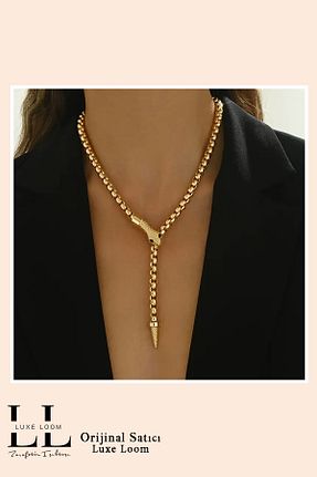 گردنبند استیل ( فولاد ) زرد زنانه Luxe Loom Zarafetin Işıltısı - کد 931180018