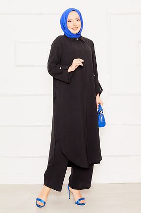 ست بالاتنه و پائین تنه مشکی زنانه بافتنی EBRUTESETTÜR - کد 931191490