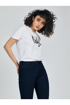 شلوار جین سرمه ای زنانه پاچه تنگ Loft - کد 57080694